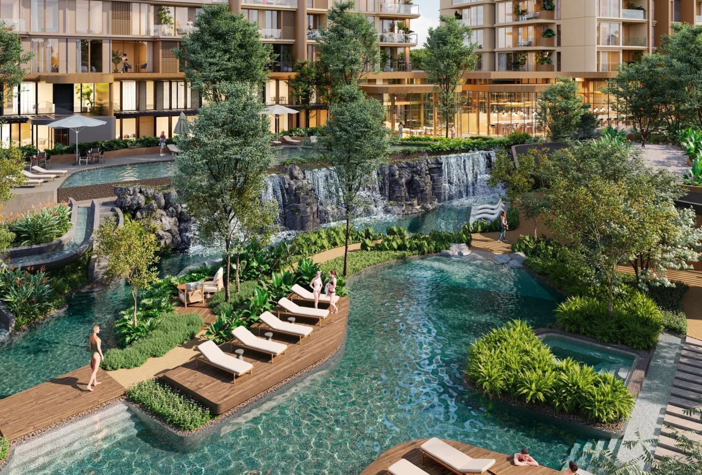 Bosco di Santa María landscaped lagoon and residential gardens