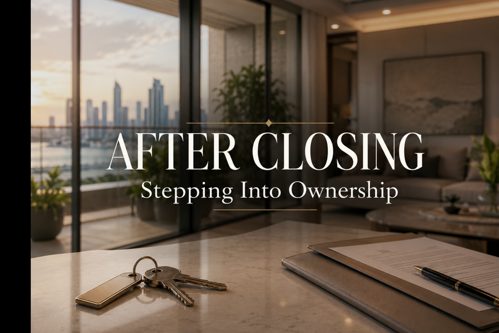 Keys and closing documents representing the start of property ownership in Panama