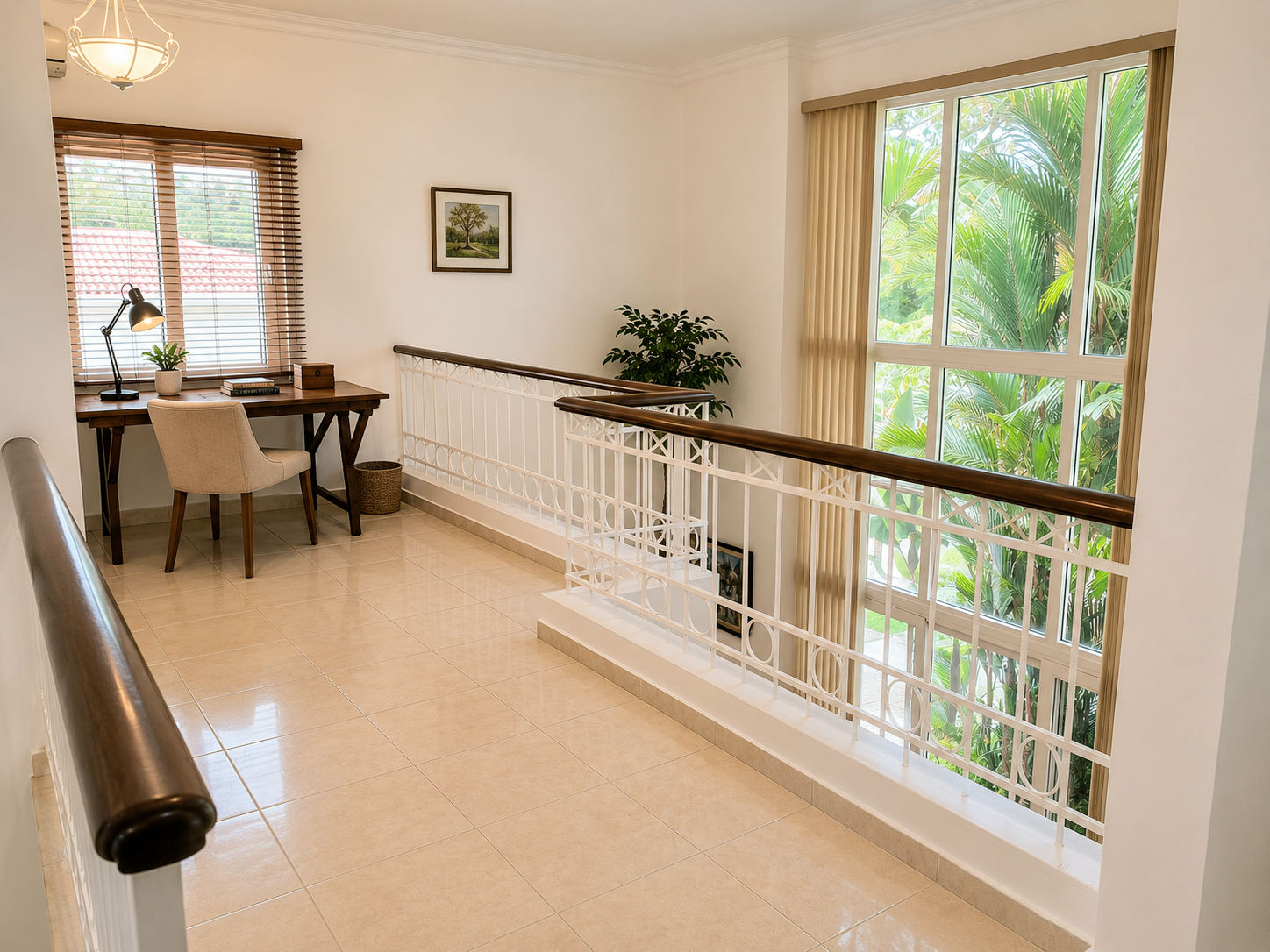 Upper landing overlooking the garden
